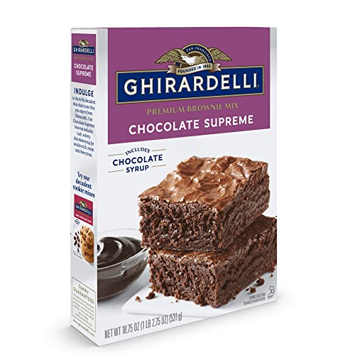Image of Ghirardelli Chocolate Supreme Premium Brownie Mix, Includes Chocolate Syrup, 18.75 oz Box (Pack of 3)