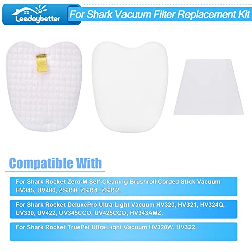 Hv343Amz Filter Replacement For Shark Rocket Deluxepro Zero-M Ultra-Light Hv345 Hv343 Zs350 Zs351 Zs351C Zs352 Uv480 Hv322 Hv320 Corded Stick Vacuum Filters, Compare To Part # Xpmfk320 & 1084Ftv320 #TOP1