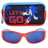 Sonic The Hedgehog Boys Sunglasses For Kids and Glasses Case Set with Carabiner Protective Eyewear for Toddler (Multicolor)
