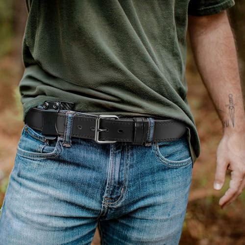 Image of YOETEY Leather Gun Belt for Men - 1.5 inch Heavy Duty Belt for Work CCW