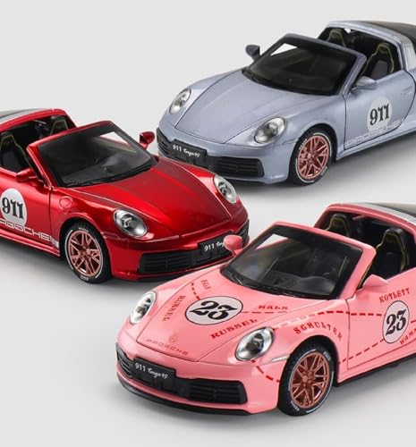 Image of Kiddie Galaxia Porsche 911 Targa 4S Toy Car 1:32 Exclusive Alloy Metal Pull Back Die-Cast Model Car with Openable Doors & Light, Music for Boys Kids