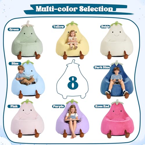 Image of 2.5FT Memory Foam Bean Bag Chair - Ultra Soft Faux Rabbit Fur Round Sofa with Handle & Machine Washable Cover, Comfy Lazy Chair for Kids Teens, Perfect for Reading Gaming in Living Room Bedroom,Navy
