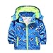 TURMIN Ragazzi Ragazze Impermeabile Stampato, Giacche Antipioggia Impermeabili Per Bambini Poncho Antipioggia Leggero Con Cappuccio Per Bambini 3-7 Anni-Auto Blu-100