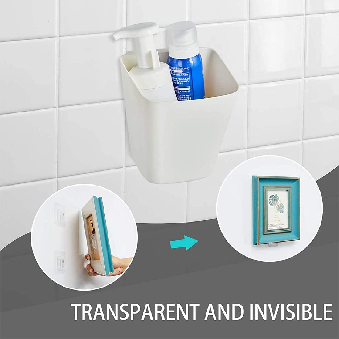 10 paia di ganci da parete a doppia faccia, ganci autoadesivi a doppia faccia, ganci adesivi trasparenti, ganci multifunzionali, impermeabili, resistenti all'olio, senza perforazione, rimovibili