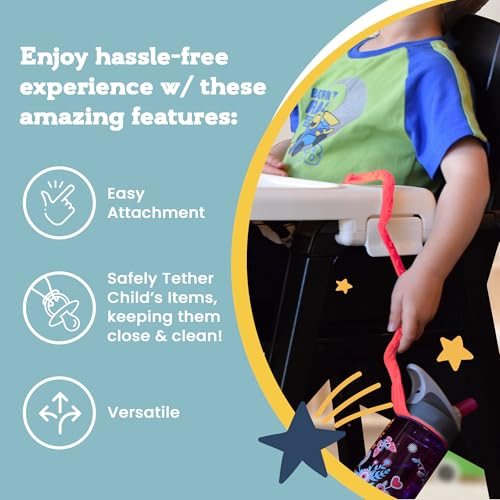 Image of Brilli Baby Cup Catcher Patented Safety Tether Strap, Attach Sippy Cups, Bottles, Pacifiers & More to Stroller, High Chair, Car Seat, Made in USA, Food Grade, Dishwasher Safe, Aqua