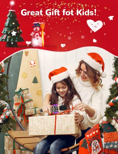 Image of Amazmic Kids Karaoke Microphone Machine Toy Bluetooth Microphone Portable Wireless Karaoke Machine Handheld with LED Lights, Gift for Children Adults Birthday Party, Home KTV(Black Gold)