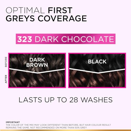 Image of L'Oreal Paris Casting Creme Gloss Hair Color With Glycolic Gloss Complex | 5X Glossier Hair Color | Shade 323 - Dark Chocolate | 60g + 40ml + 60g
