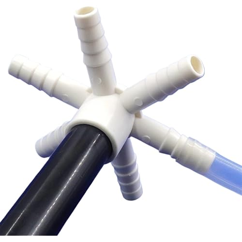 1~50pcs 20mm-10mm PVC 6-Ways Barbed Connectors Breeding Equipment Aeration Pipe Diverter Joints Anti Blocking Pipe Distributors(20pcs)