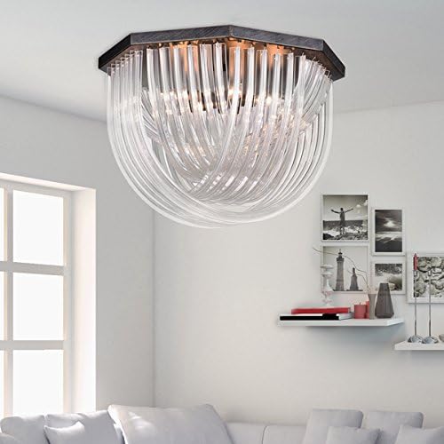 Samanta Antique Black Overlapping Curved Glass 6-Light Flush Mount Chandelier