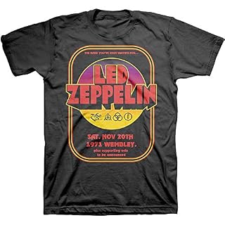 Rock Off LED Zeppelin 1971 Wembley Officiel T-Shirt Hommes Unisexe - Les Beatles, Paul McCartney, John Lennon, RIngo Starr, George Harrison