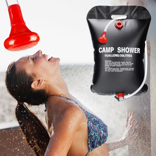 20 L Bolsa de Ducha Solar Bolsa de Ducha de Camping Portatil con Manguera y Cabezal Cabezal de Ducha Ducha de Camping Exterior Ducha Portatil Camping Bolsa de Ducha de Acampada para Senderismo
