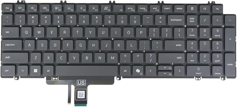 Laptop Replacement Keyboard for Dell Latitude 3550 5550 Precision 3590 3591 P38F P127F Y2024, Backlit, Without Palmrest Cover US English Layout, Black