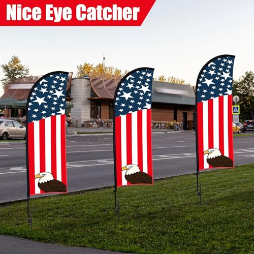 Buryeah 3 Sets 15 ft American Glory Feather Flag with Pole Kit, 250th Anniversary USA Swooper Flag Banner Sign with Flagpole for 4th of July Patriotic Decor, Business Advertising & Outdoor Events by Buryeah - Image 5