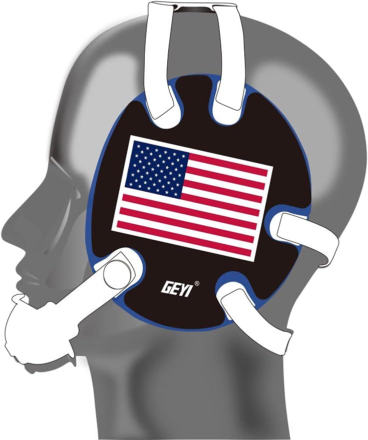 Wrestling Headgear with USA and Flag Wraps (Royal, Adult)