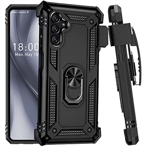 for Galaxy A15 5g Case, Samsung A15 5g Case with Belt Clip Holster Ring Holder, Military Grade Protection Cover[Fit for Magnetic Car Mount] Shockproof Case for A15 5g (Black) Cover
