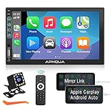 APHQUA Double Din Car Stereo Works with Apple Carplay/Android Auto-7 Inch Full HD Capacitive...