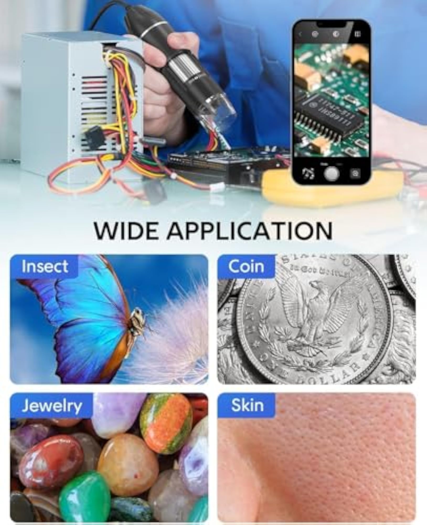2K HD USB Digital Microscope for Android Cellphone and Tablet