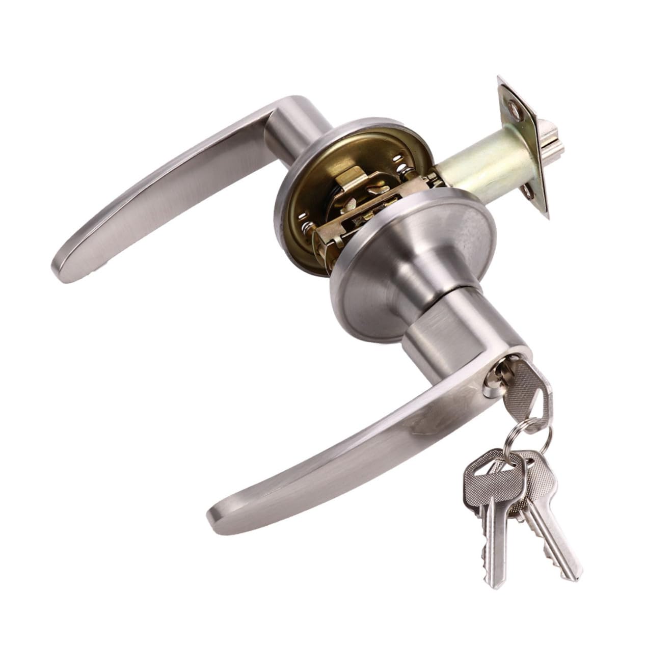 Serrure De Porte Intérieure Sécurisée à 3 Barres En Alliage De Zinc Antirouille, Poignée Ergonomique Pour Salle De Bain Et Chambre, Silencieuse, Usage Domestique, 1 Unité