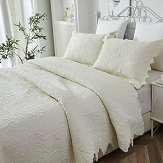 Brandream Queen Size Luxury Patchwork Quilts Farmhouse Vintage Quilted Bedspread Cotton Quilts Set