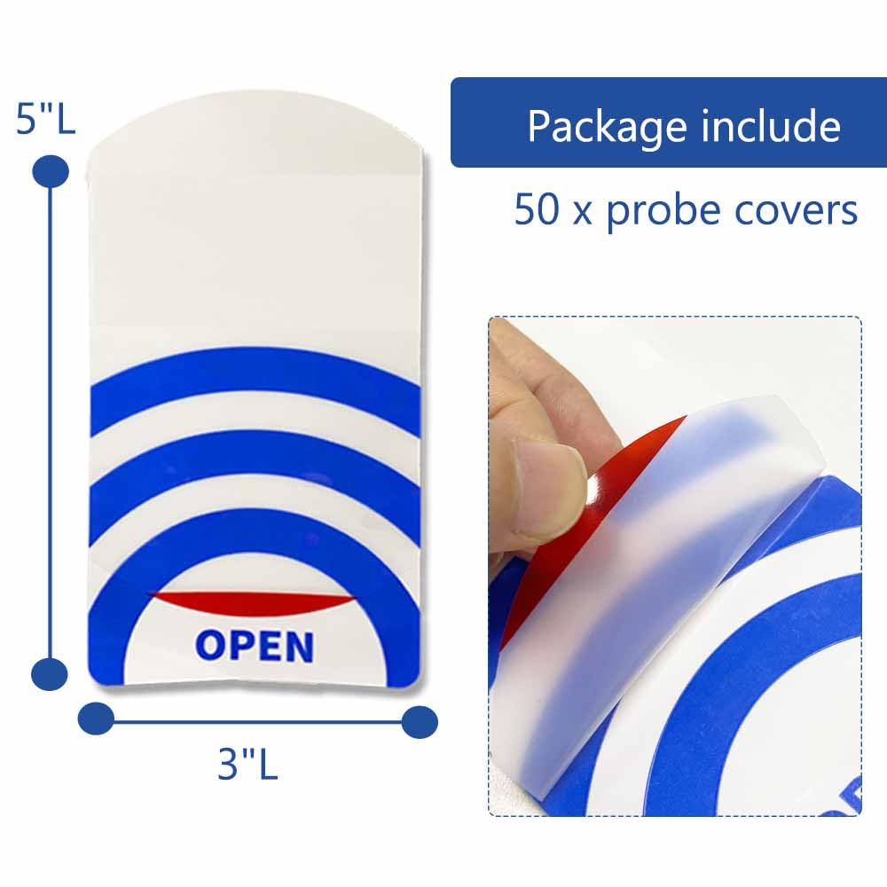 Cubierta adhesiva para sonda de ultrasonido, adhesivo transparente sin látex, desechable, 5 pulgadas de largo x 3 pulgadas de ancho (50 unidades)