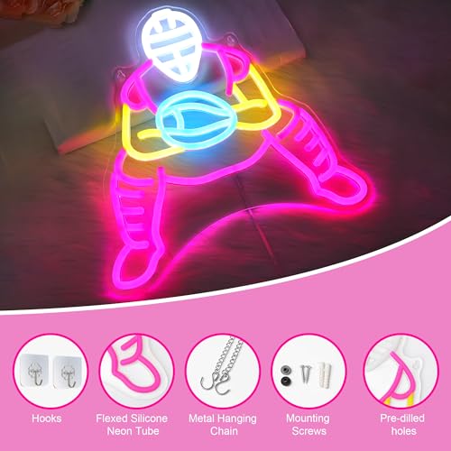 Image of CoolGift Mart Baseball Neon Sign, Catcher Dimmable LED Wall Decor Light USB Powered, Bedroom Gaming Room Man Cave Home Club Shop Decoration, Gift for Players Fans