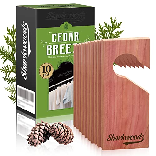Sharkwoods 10 Pack Cedar Blocks For Clothes Storage, 100% Natural Cedar Planks For Closets, Ideal Cedar Closet Freshener, Cedar Hangers For Closets, Aromatic Cedar Chips For Closets And Drawers 10 Pcs #TOP28
