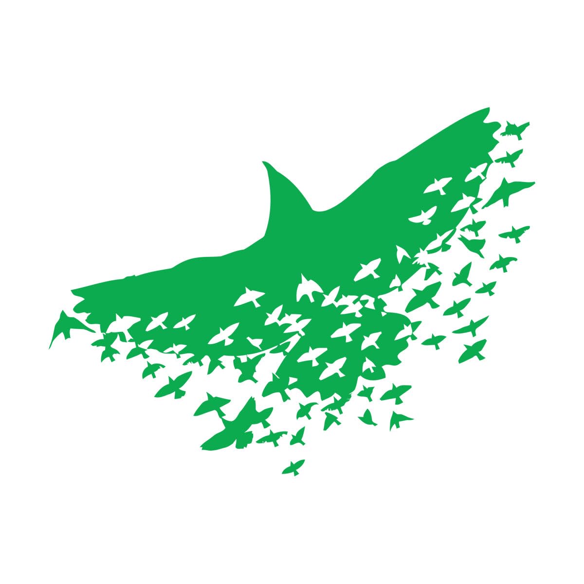Lettering Stickers Birds Patterns Raven Crow Ornament 36x48.1cm Self Adhesive Small Green