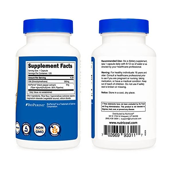 Nutricost-DIM-Diindolylmethane-Plus-BioPerine-300mg-120-Vegetarian-Capsules-Up-to-4-Month-Supply-Max-Strength-DIM-Supplement Nutricost DIM (Diindolylmethane) Plus BioPerine 300mg, 120 Vegetarian Capsules - Up to 4 Month Supply, Max Strength DIM Supplement