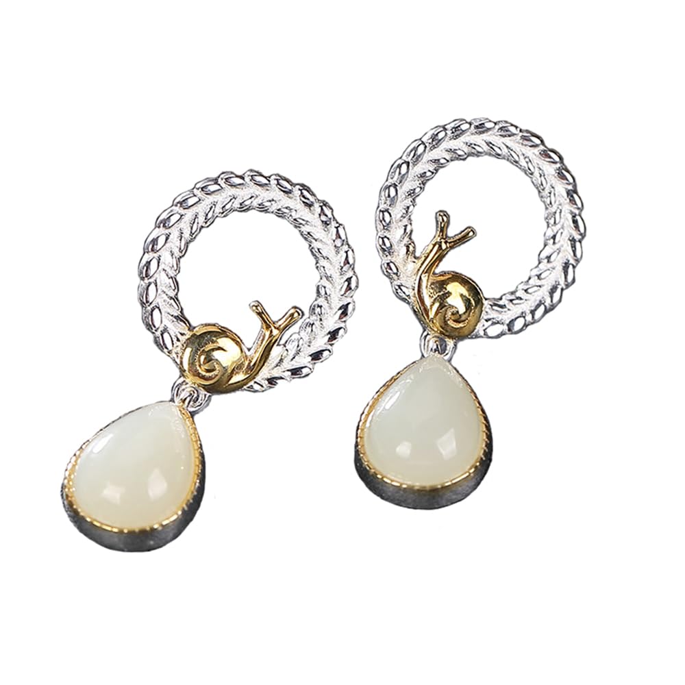 Boucles d'oreilles jade d'escargot en argent sterling d'exception - 8