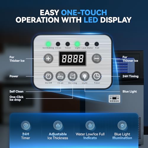 Image of Tehanld Commercial Ice Maker, 120LBS /24H Ice Maker for Home, Rest, Bar