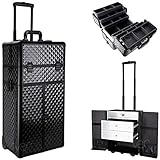 SunRise Professional Rolling Makeup Train Case, Heavy Duty Hair Stylist & Makeup Artist Travel Case,...