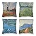 HOSTECCO - Set di 4 federe copricuscino quadrate, decorative, a tema dipinti rustici di Claude Monet, 40 x 40 cm