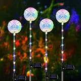 Solar Garden Lights Outdoor, 4Pack Solar Garden Dandelion Lights, Solar Stake Lights, Solar Pathway...