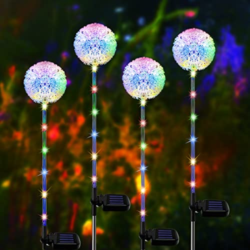 Solar Garden Lights Outdoor, 4Pack Solar Garden Dandelion Lights, Solar Stake Lights, Solar Pathway Lights Waterproof Solar Outdoor Lights, Multi-Color Solar Decorative Lights for Garden Solar Garden Lights Outdoor, 4Pack Solar Garden Dandelion Lights, Solar Stake Lights, Solar Pathway Lights Waterproof Solar Outdoor Lights, Multi-Color Solar Decorative Lights for Garden