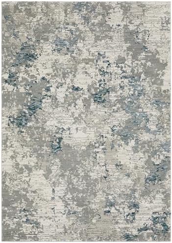 Oriental Weavers Evolution Area Rug - 0984D - 8'6" x 11'7" - in Grey/Blue - Modern Industrial Style, Stain Resistant, Family and Pet Friendly, Dining, Living Room Rug