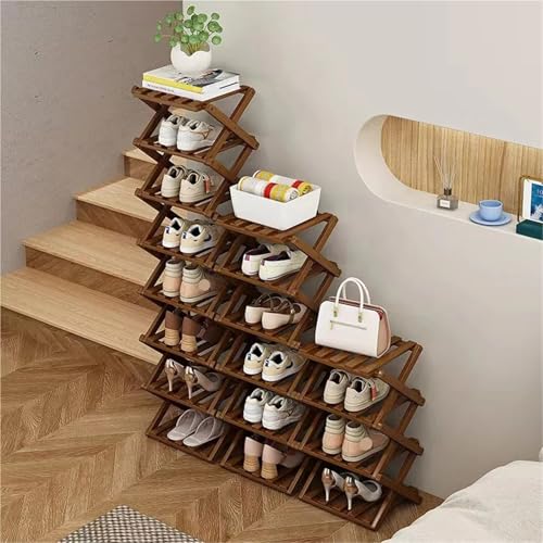 Étagère à chaussures pliable en bambou à 4 niveaux pour entrée