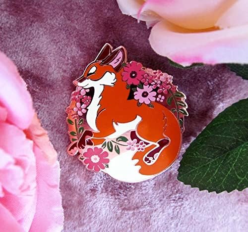 Red Fox Japanese Pink Sakura Flowers Aesthetic Enamel Pin Funny Novelty Brooch Buttons Jewelry for Jackets Jeans Backpack Cloth Lapel Bag Hat Gift for Anime Lovers Women Girl - Image 2