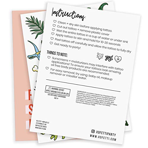 Xo, Fetti Dinosaur Temporary Tattoos For Kids - 40 Styles | Birthday Party Supplies, Dinosaur Party Favors, T-Rex Decorations #TOP4