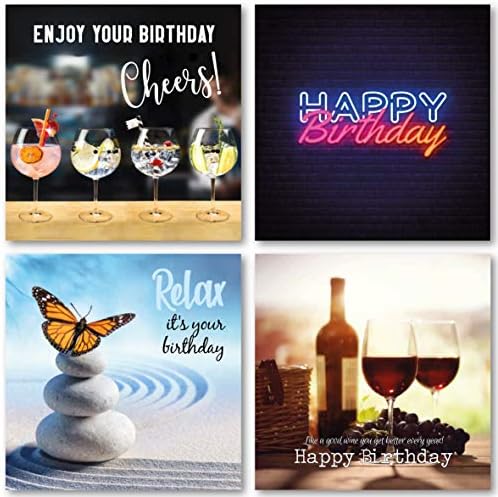 Pack of 24 Birthday Cards. Includes 24 Family Photo Style Designs. Ecofriendly Cards, Envelopes and Box. Printed and Packed in UK. Blank Inside.