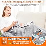 Mia&Coco Electric Heated Blanket Throw 130×180cm, Flannel Sherpa, Fast Heating, 10 Heat Levels, 9H Auto-Off, LED Controller, Overheat Protection, Machine Washable, ETL Certified, Grey - Image 8