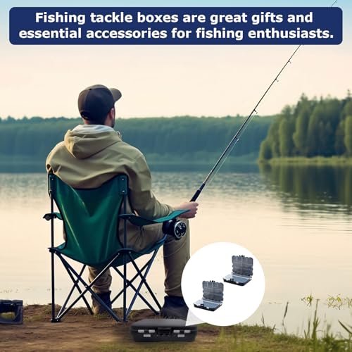 2 Stück Köderbox Angeln,Wasserdicht Fishing Tackle Box Angeln Aus Kunststoff,12 X 9,5 X 3,5 Cm Doppelschichtig Tackle Box 12 Fächer Angelbox,Für Haken, Wirbeln, Köder (Schwarz)