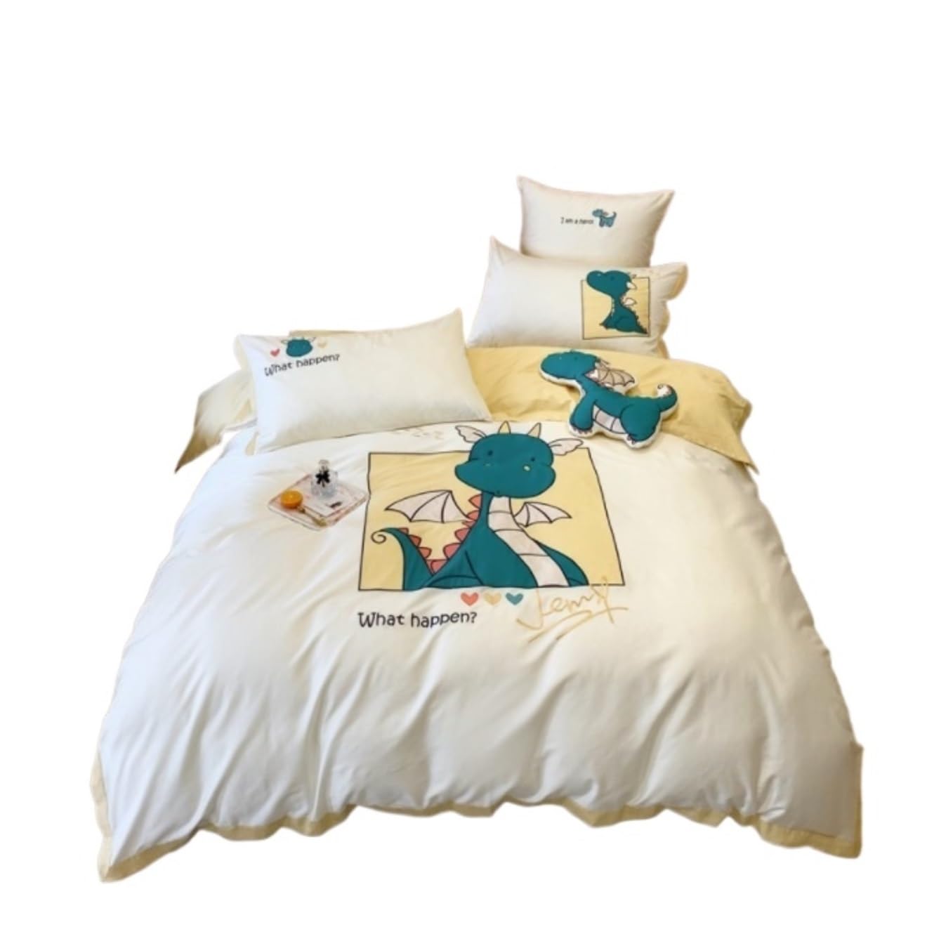 Funda nordica Cama Juego De Cama De Algodón, Juego De Sábanas para Niño Y Niña, Juego De Cama con Edredón De Dibujos Animados, Bonito Juego de Cama (Color : E, Size : 1.5/1.8m Bed)
