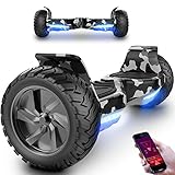 MARKBOARD Overboard, Gyropode Hover Scooter Board 8,5 Pouces SUV Bluetooth&App, Self-Balance E-Scooter Tout Terrain avec LED,700W Moteur Skateboard (armée Verte)