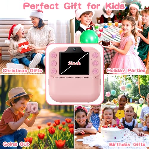 Image of Kids Instant Camera with 64GB SD Card, Portable Digital Camera Toy for Girls and Boys Ages 3-12, Toddler Christmas and Birthday Gift for 3 4 5 6 7 8 9 10 Year Old Kids (Blue) (Pink)
