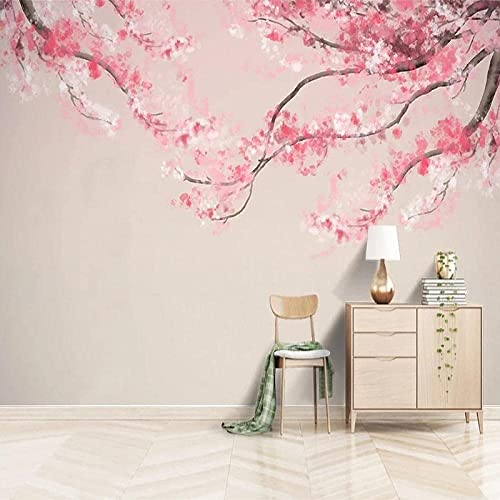 Papel Pintado Mural 3D Árbol De Flor De Cerezo De Color Tinta Murales De Pared De Fotos Pegatinas De Pared Autoadhesivas 3D Efecto Decoración Papel Tapiz Niños Niñas Para Dormit 140(ancho)x70(alto)cm