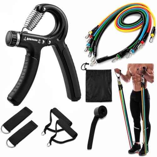 Image of ODDISH way to fitness Resistance Bands Set with Hand Grip Strengthener, Ankle Straps, Door Anchor, Carry Bag, Home Gym Workout Kit (Adjustable- 5-60 Kg)