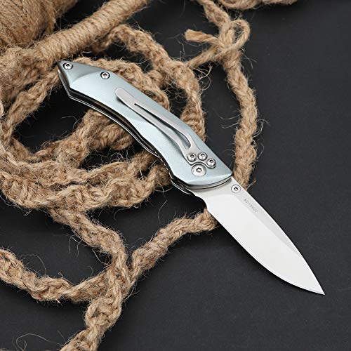 Edc Pocket Knife, 8Cr13Mov 2.95" Stainless Steel Blade Knife With Aluminum Handle, Belt Clip, Liner Lock Perfect For Outdoor Camping Fishing Every Day Carry Gift #TOP5