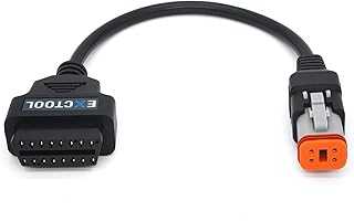 Exctool Motorcycle OBD2 Diagnostic Adapter Compatible with Harley Davidson Fuel Injected Models with 4 Pin Connector J1850 Protocol 1 Feet Cable