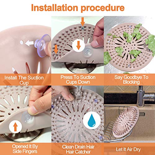 image for Gotega Drain Hair Catcher Durable Silicone Hair Trap with Suction Cups