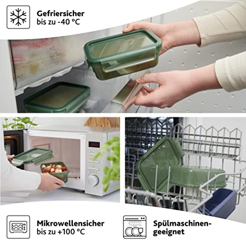 Emsa N11702 Clip & Close Eco Frischhaltedose | 0,8 Liter | rechteckig | 100% dicht/hygienisch/unbedenklich | mikrowellentauglich | gefriergeeignet | BPA-frei | made in Germany | Grün